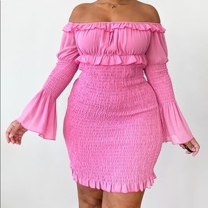 NEW Pink Chiffon Bodycon Dress